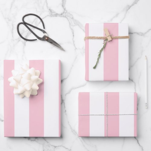 Vertical Stripes Baby Pink And White Striped Wrapping Paper Sheets