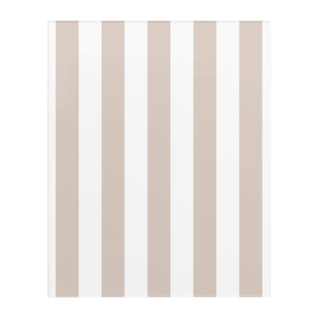 Vertical Stripes Beige And White Striped Acrylic Print (Front)