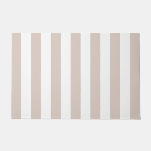 Vertical Stripes Beige And White Striped Doormat