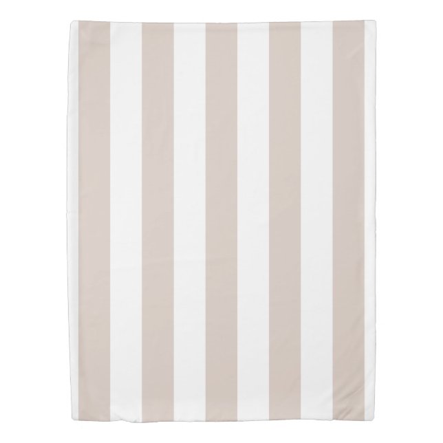 Vertical Stripes Beige And White Striped Duvet Cover (Front)