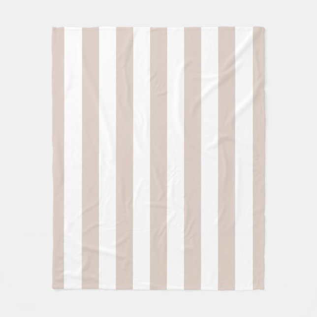 Vertical Stripes Beige And White Striped Fleece Blanket (Front)