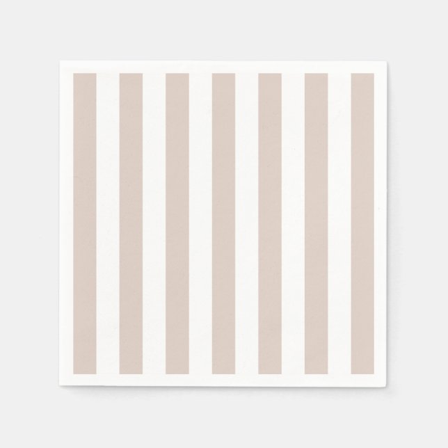Vertical Stripes Beige And White Striped Napkins (Front)