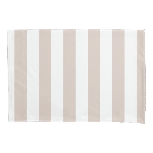 Vertical Stripes Beige And White Striped Pillow Case (Front)