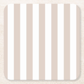 Vertical Stripes Beige And White Striped Square Paper Coaster