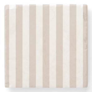 Vertical Stripes Beige And White Striped Stone Coaster