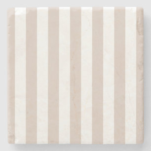 Vertical Stripes Beige And White Striped Stone Coaster