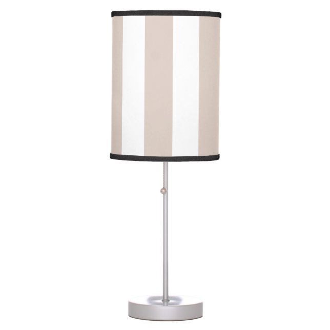 Vertical Stripes Beige And White Striped Table Lamp (Front)