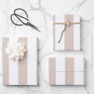 Vertical Stripes Beige And White Striped Wrapping Paper Sheets