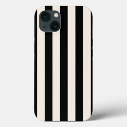 Vertical Stripes Black And Cream White Striped iPhone 13 Case