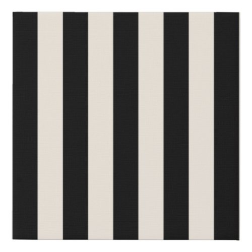 Vertical Stripes Black And Cream White Striped Faux Canvas Print