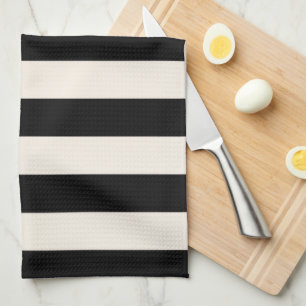 Vertical Stripes Black And Cream White Striped Kitchen Towel