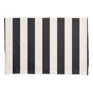 Vertical Stripes Black And Cream White Striped Pillow Case