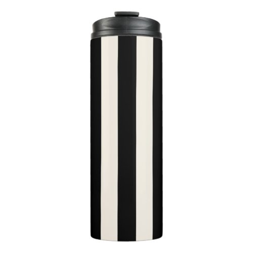 Vertical Stripes Black And Cream White Striped Thermal Tumbler