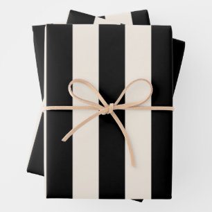 Vertical Stripes Black And Cream White Striped Wrapping Paper Sheets