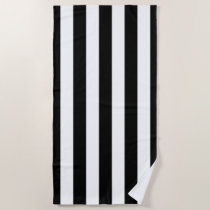 Vertical Stripes Black And White Striped Beach Towel