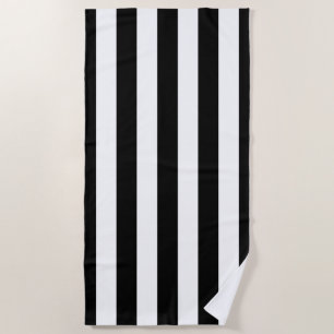 Vertical Stripes Black And White Striped Beach Towel