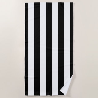 Vertical Stripes Black And White Striped Beach Towel
