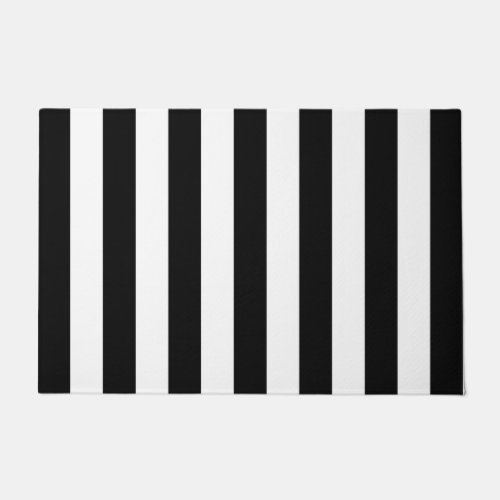 Vertical Stripes Black And White Striped Doormat