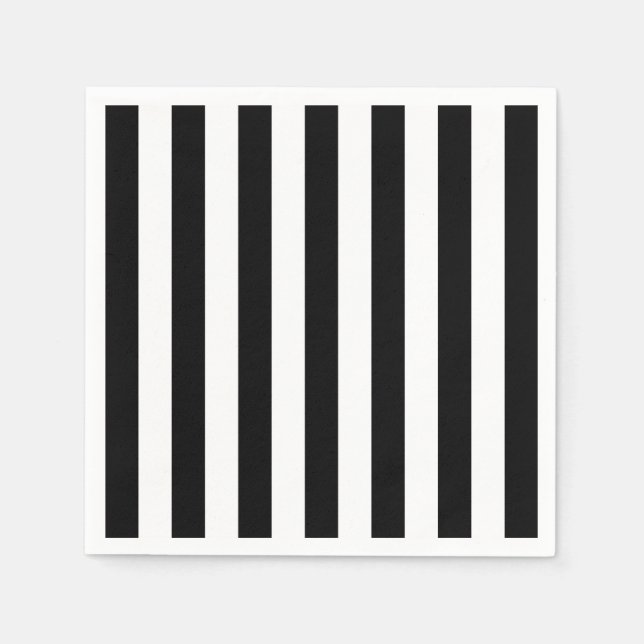 Vertical Stripes Black And White Striped Napkins (Front)