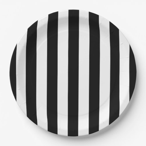 Vertical Stripes Black And White Striped Paper Plates