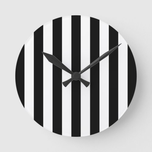 Vertical Stripes Black And White Striped Round Clock