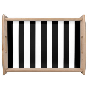 Vertical Stripes Black And White Striped Serving Tray
