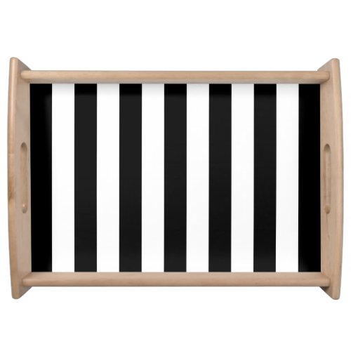 Vertical Stripes Black And White Striped Serving Tray