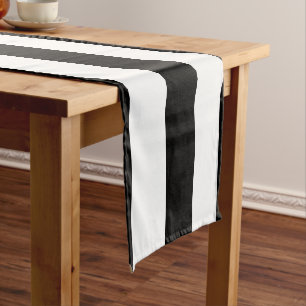 Vertical Stripes Black And White Striped Short Table Runner