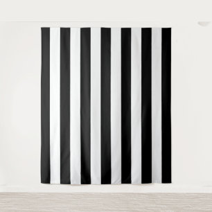 Vertical Stripes Black And White Striped Tapestry