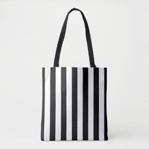 Vertical Stripes Black And White Striped Tote Bag