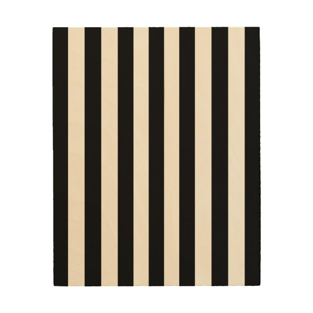 Vertical Stripes Black And White Striped Wood Wall Art (Front)