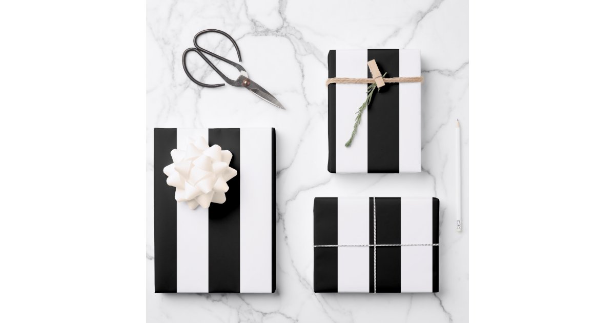 Vertical Stripes Black And White Striped Wrapping Paper Sheets Zazzle