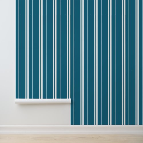 Vertical Stripes Blue and White Wallpaper