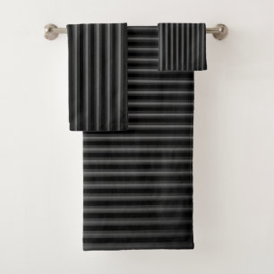 Vertical Stripes - Dark Gray Bath Towel Set
