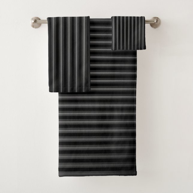 Vertical Stripes - Dark Gray Bath Towel Set (Insitu)