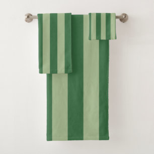 Vertical Stripes Forest Green Striped Bath Towel Set