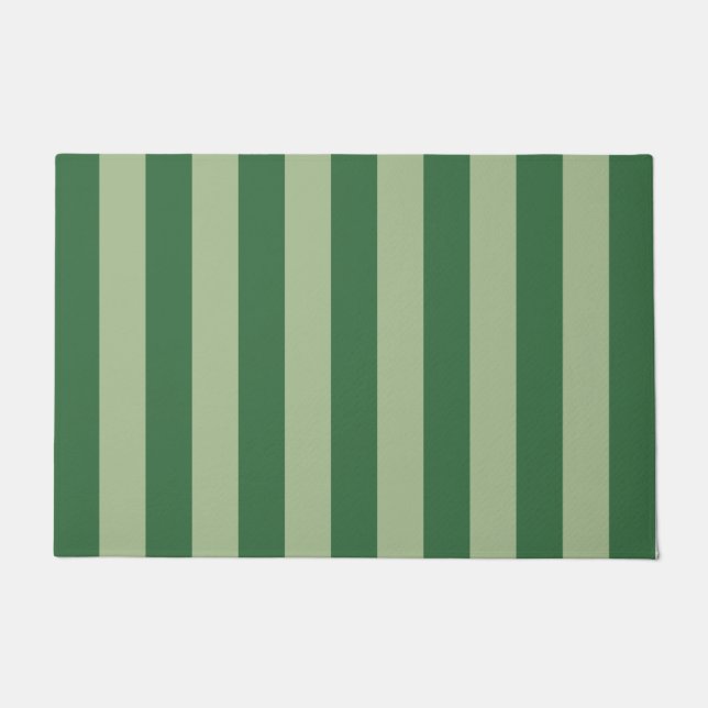 Vertical Stripes Forest Green Striped Doormat (Front)