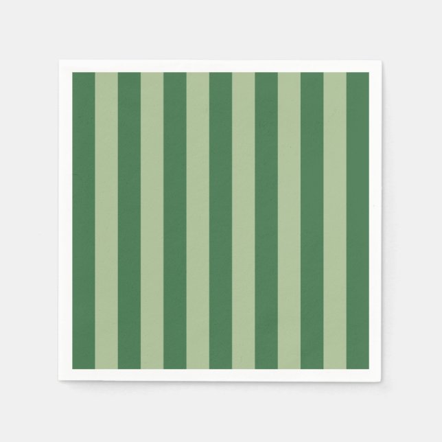 Vertical Stripes Forest Green Striped Napkins (Front)