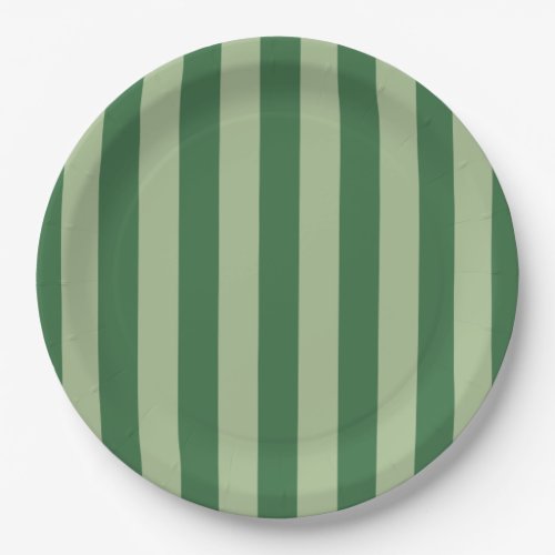 Vertical Stripes Forest Green Striped Paper Plates