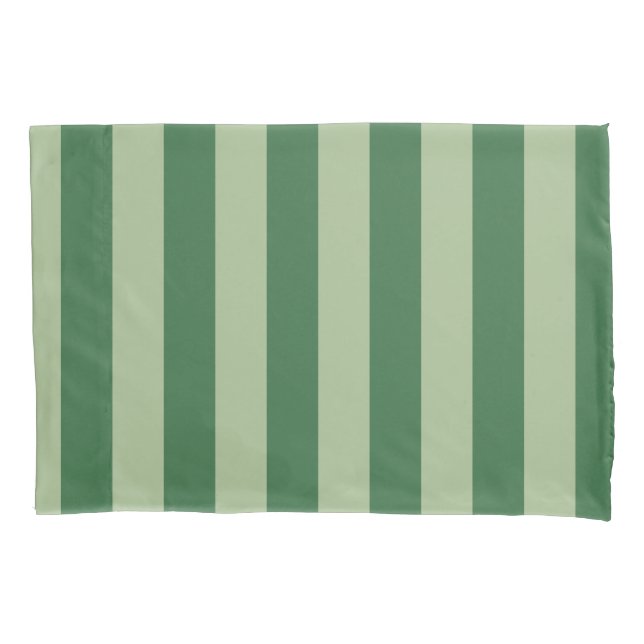 Vertical Stripes Forest Green Striped Pillow Case (Front)