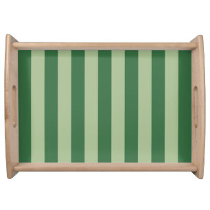 Vertical Stripes Forest Green Striped Serving Tray
