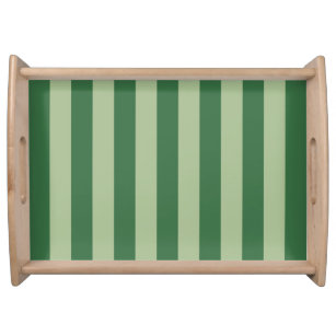 Vertical Stripes Forest Green Striped Serving Tray