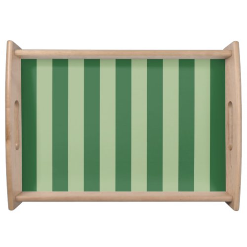 Vertical Stripes Forest Green Striped Serving Tray