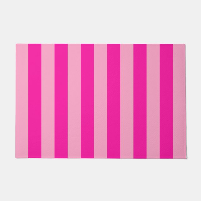 Vertical Stripes Hot Pink Doormat (Front)
