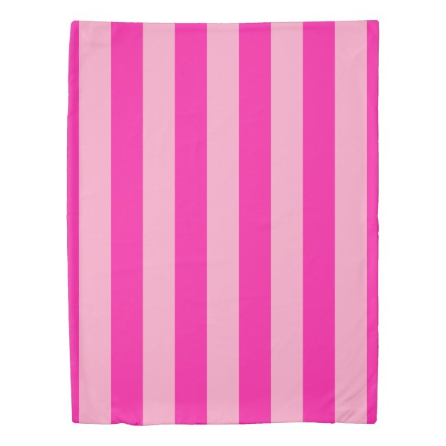 Vertical Stripes Hot Pink Duvet Cover (Front)