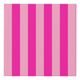 Vertical Stripes Hot Pink Faux Canvas Print