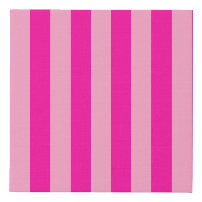 Vertical Stripes Hot Pink Faux Canvas Print (Front)
