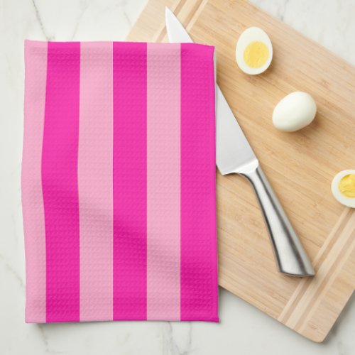 Vertical Stripes Hot Pink Kitchen Towel