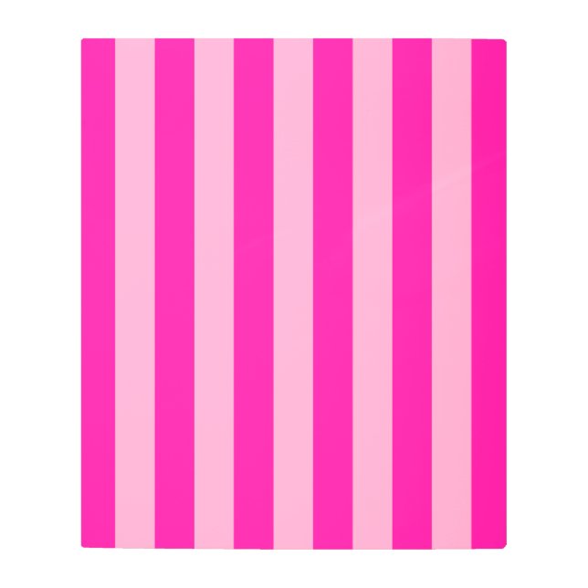 Vertical Stripes Hot Pink Metal Print (Front)