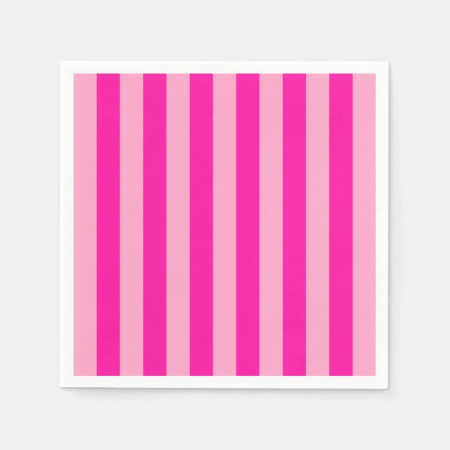 Vertical Stripes Hot Pink Napkins (Front)